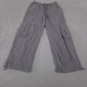 Rachel Paige Pants Womens Medium Grey Cargo Straight Leg Cotton Utility Pocket